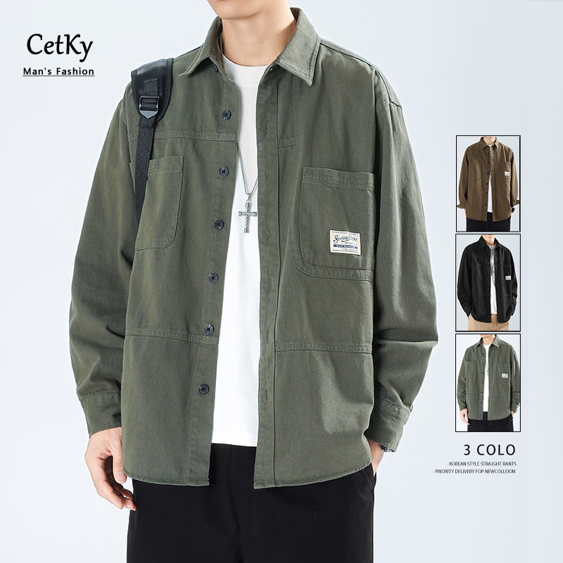 春季新款工装衬衫夹克外套男