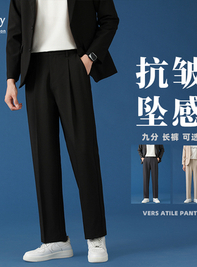 CeTky2024新款男宽松感西装裤垂坠感直筒长裤休闲小西裤商务九分
