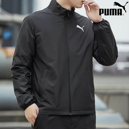 PUMA彪马梭织外套男装正品夏季新款男士黑色速干立领跑步运动夹克