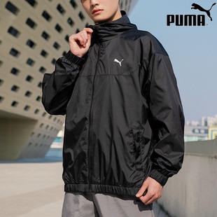PUMA彪馬男士 新款 運動休閑寬松透氣夾克衫 黑色連帽外套2025夏季