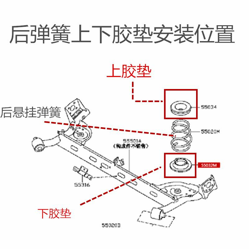 适用于颐达骐达骊威骏逸轩逸启辰后减震弹簧上下胶垫顶胶橡胶垫