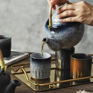 泡茶壶家用陶瓷功夫茶具单壶茶壶提梁壶粗陶泡茶器 日式