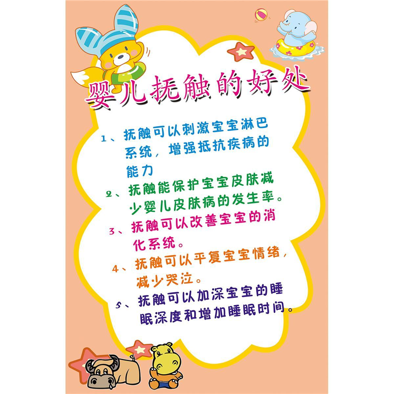婴儿游泳海报挂图婴儿抚触的好处婴儿游泳注意事项婴儿抚触按摩图