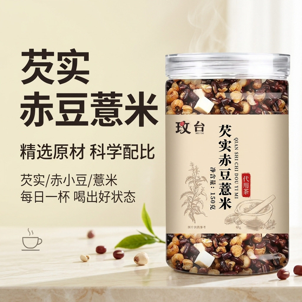 正品三蒸三晒芡实赤豆薏米茶芡实茶养生茶手工炒制花茶泡水喝