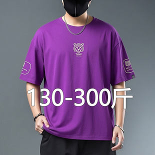 大码潮牌休闲纯棉短袖男款夏季加肥加大胖子宽松运动汗衫半袖t恤