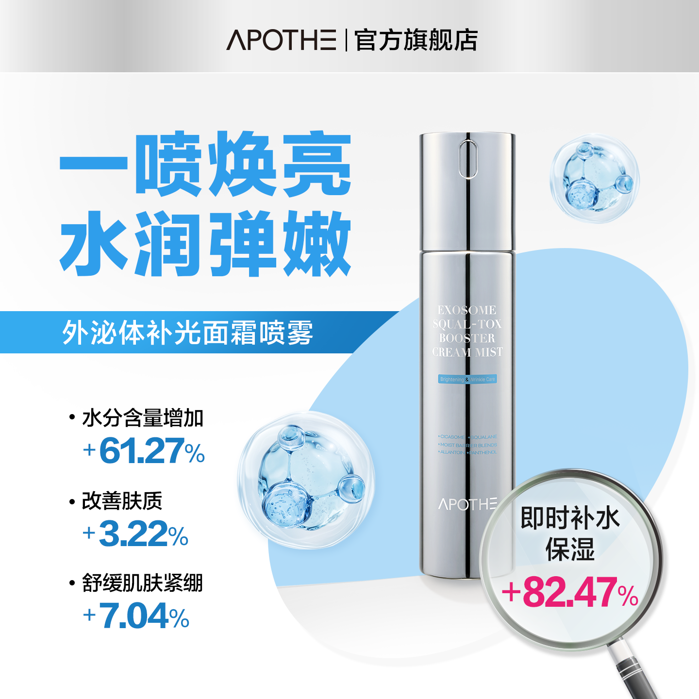 APOTHE外泌体补光面霜喷雾肌肤弹润提升肌肤光泽紧致锁水深层补水