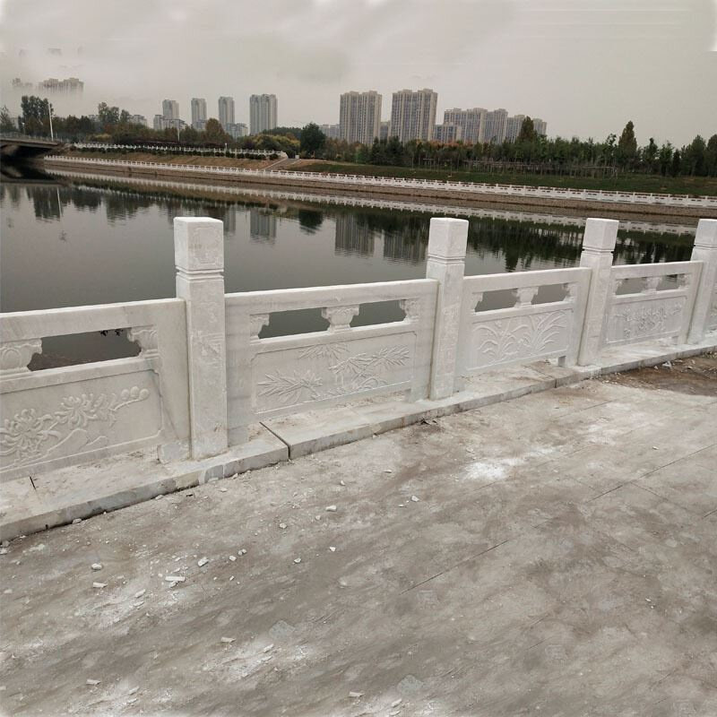 花岗岩仿古石雕栏板栏杆庭院河道景区浮雕石桥花岗岩围栏石护栏