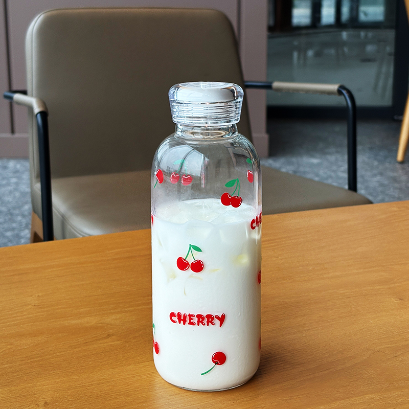 高硼硅玻璃水杯家用大容量耐高温带盖杯子高颜值牛奶咖啡杯果汁杯