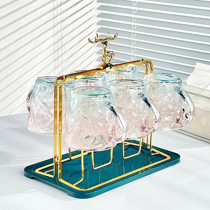 法风玻璃杯加厚家用客厅待客泡茶杯夏季风啤酒杯高颜值杯子壶套装