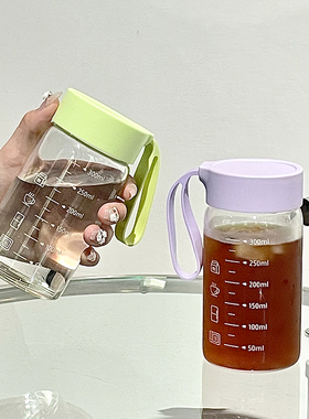 高硼硅玻璃杯水杯刻度杯牛奶杯咖啡杯便携早餐杯豆浆杯外带小杯子