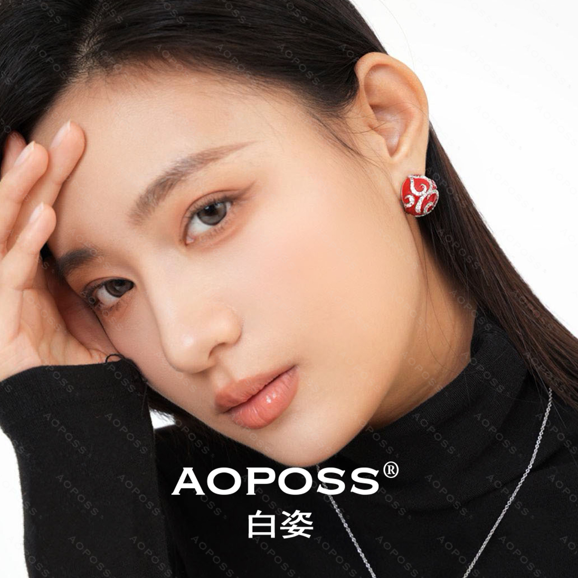 AOPOSS白姿 镀K金 [玲珑葫芦]耳钉女款原创设计红色新年款耳饰,饰品/流行首饰/时尚饰品新,耳钉,淘宝优惠券,粉丝福利购,淘宝优惠卷
