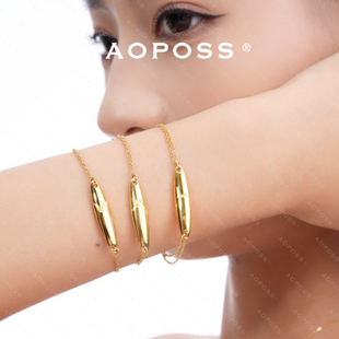 AOPOSS白姿权杖系列字母手链原创设计极简金色手链爆款新款个性