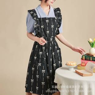 围裙可爱公主风外穿小碎花围裙时尚 薄款 高颜值工作服家用无袖