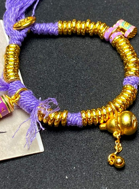 DIY原创越南沙金盘缠手链民族风藏式手编绳锤纹隔片手串全场包邮