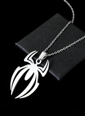 Kpop Fashion Spider Halloween Pendants Round Cross Chain Men