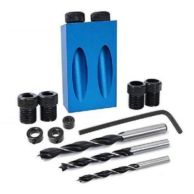 7/14Pcs Pocket Hole Jig Kit 15 Degree Angle Drill Guide Set