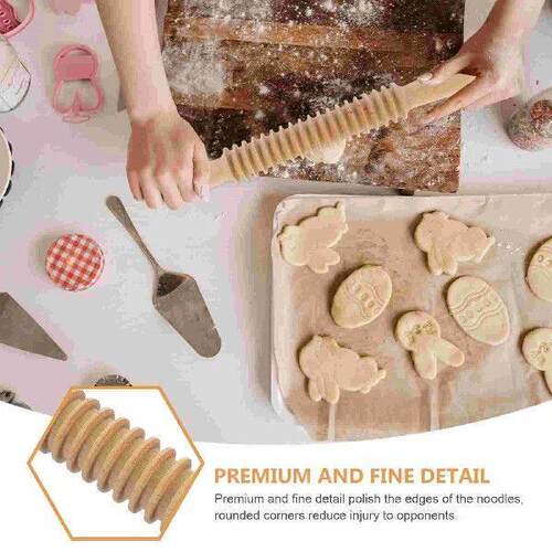 Pasta Rolling Pin Rollers Frying Pan Kitchen Wood Noodle