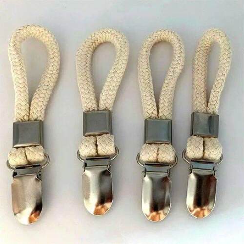 4PCS Towel Clips Braided Cotton Loop Towel With Metal Clamp