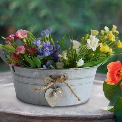 Iron Plants Flower Buckets Planter Pail Countryside Balcony