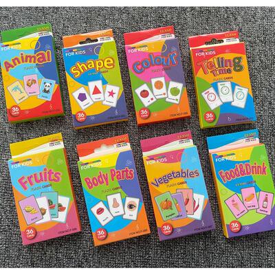 36pcs Children Cognition Cards Body Parts Animal Fruits Doub