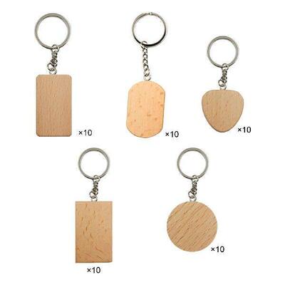 10x Unfinished Wood Keyring Handmade Supplies Ornament DIY