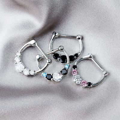 Titanium Septum Piercing 16G Crystal Septum Ring Clicker Opa