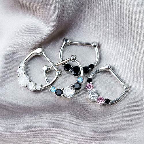 Titanium Septum Piercing 16G Crystal Septum Ring Clicker Opa