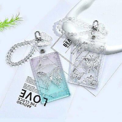 Butterfly Acrylic Kpop Photo Card Holder Anti-lost Keychain
