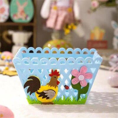 H8WB Colorful Rooster Storage Basket Gift Holder Bag for