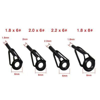 Stainless Steel Fishing Top Rod Guide Porcelain Ring 8pcs