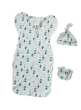 3Pcs Baby Sleeping Bags Soft Swaddle Muslin Blanket Printed