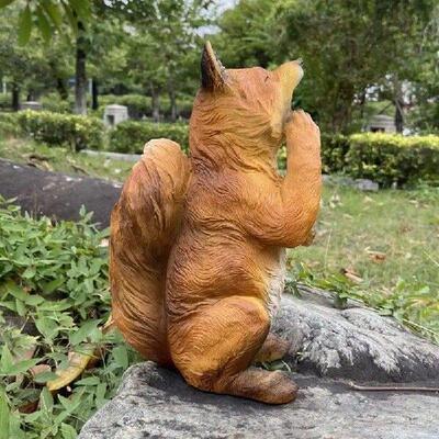 Fox Garden Statue Sculpture Decor Animal Arts Exquisite