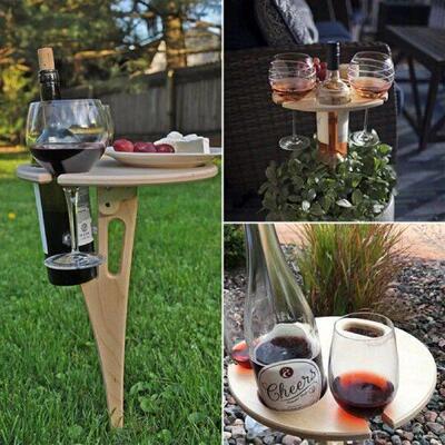 Mini Wooden Foldable Wine Rack Outdoor Portable Wine Table