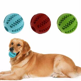 Pet Chew Dog Dispenser Toy Ball Food Resistant Clean Bite