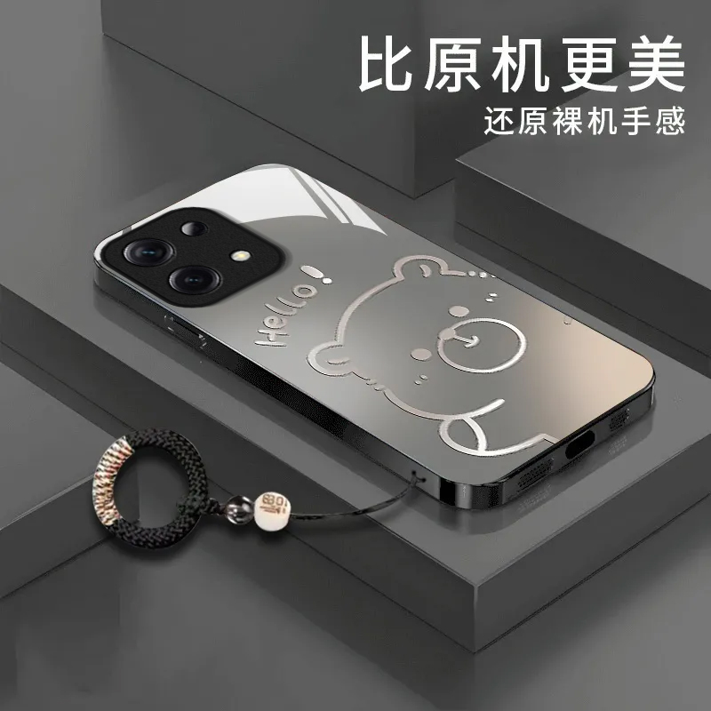 渐变水豚适用红米Note13Pro手机壳新款2312DRA50C防摔镜头全包男女挂绳液态玻璃保护套高级时尚硬壳小众情侣