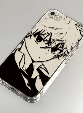 素描奇犽适用苹果6SPlus手机壳新款iPhone6SPlus防摔镜头全包男女挂绳创意透明软壳保护套高级感时尚小众情侣