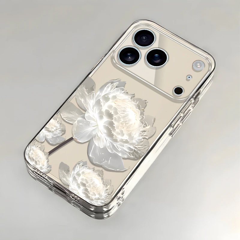 白色昙花适用苹果17promax手机壳iPhone16/15pro新款14男女13全包防摔12pro软壳11透明xr高级感ip6s/7/8plus