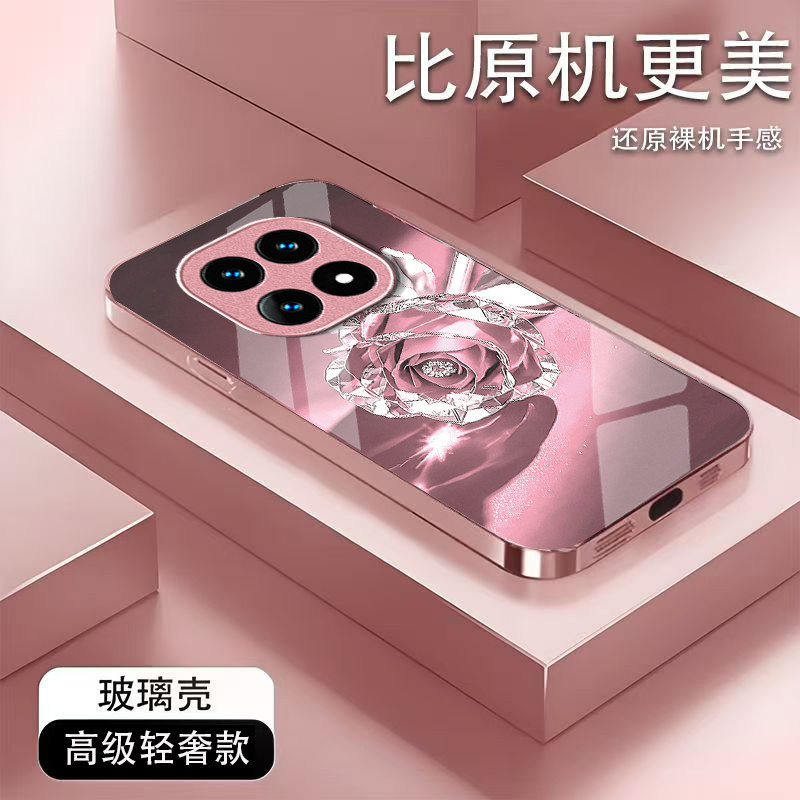 水晶玫瑰适用红米K100Pro手机壳红米Note17/15/14pro+新款13/12r玻璃note11防摔k90/80/70/60/50硬壳turbo3/4