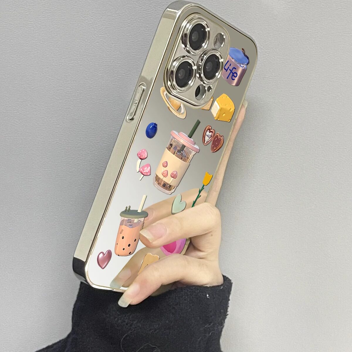 蛋糕奶茶适用苹果17Promax手机壳iPhone16新款ip15电镀14镜面13Pro高级12创意Xsmax保护套8plu硬壳11全包7p