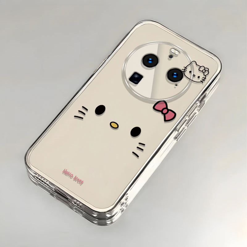 可爱kt猫适用OPPOFindX6Pro手机壳新款PGEM10防摔镜头全包男女挂绳创意透明软壳保护套高级时尚个性小众情侣