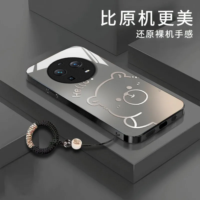 渐变水豚适用OPPOFindX6Pro手机壳新款PGEM10防摔镜头全包男女挂绳液态玻璃硬壳保护套高级时尚个性小众情侣