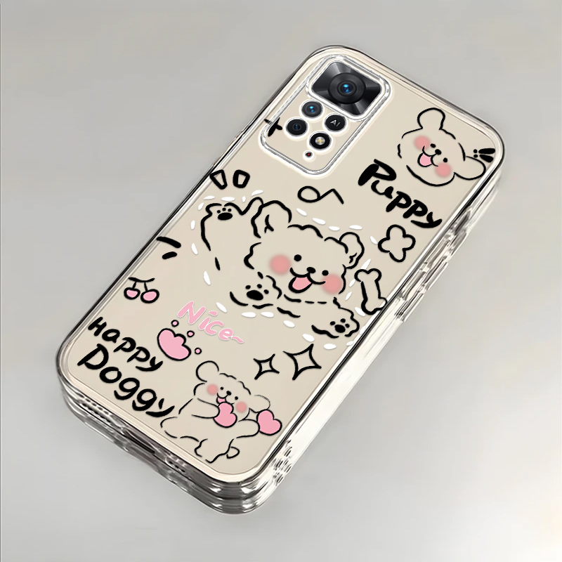 奔跑小狗适用红米Note11EPro手机壳新款防摔镜头全包男女挂绳创意透明保护套高级感时尚软壳个性网红小众情侣