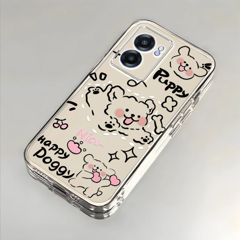 奔跑小狗适用realme真我V23手机壳新款RMX3571防摔镜头全包男女带挂绳透明软壳保护套高级时尚小众情侣潮2025