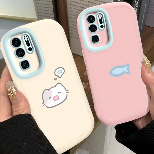 适用华为P30pro手机壳新款华为P30保护套2025可爱软硅胶带挂绳曲面屏全包防摔高级感小众高颜值男女小猫小鱼