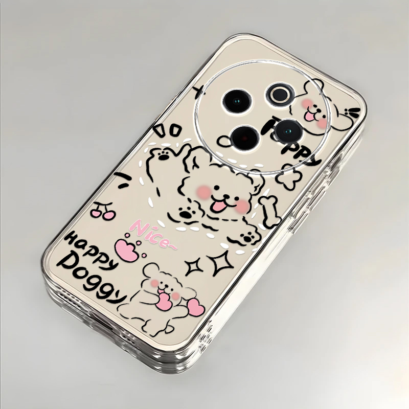 奔跑小狗适用vivoY300Pro手机壳新款V2410A防摔镜头全包男女挂绳创意透明保护套高级感时尚软壳网红小众情侣