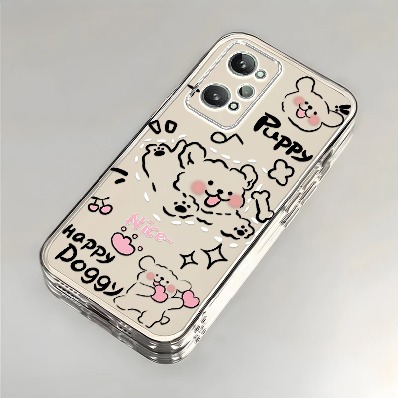 奔跑小狗适用realme真我GT2手机壳新款RMX3310防摔镜头全包男女带挂绳创意透明软壳保护套高级感时尚小众情侣