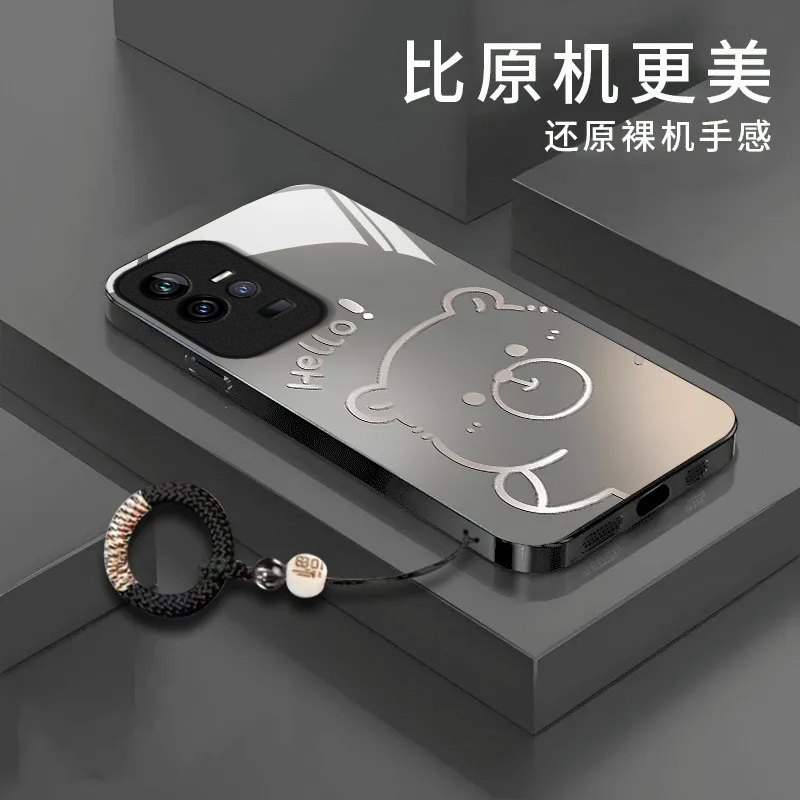 渐变水豚适用iQOO11手机壳新款V2243A防摔镜头全包男女带挂绳液态玻璃硬壳保护套高级感时尚个性小众情侣网红