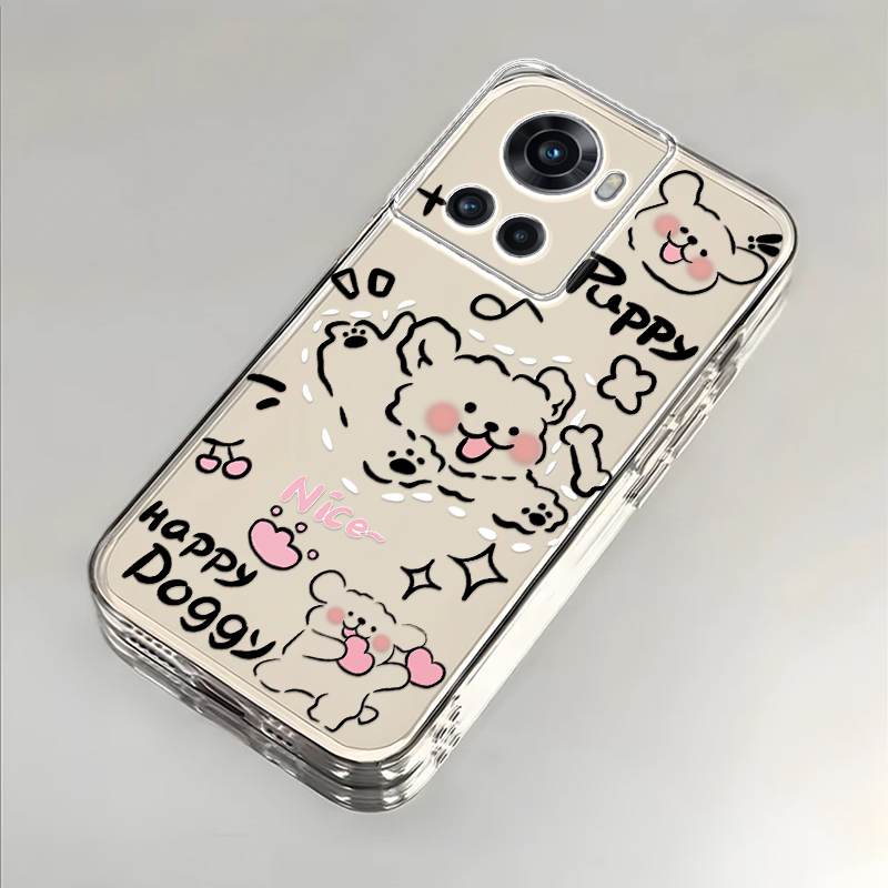 奔跑小狗适用一加Ace手机壳新款PGKM10防摔镜头全包男女挂绳创意透明软壳保护套高级感时尚个性小众情侣网红