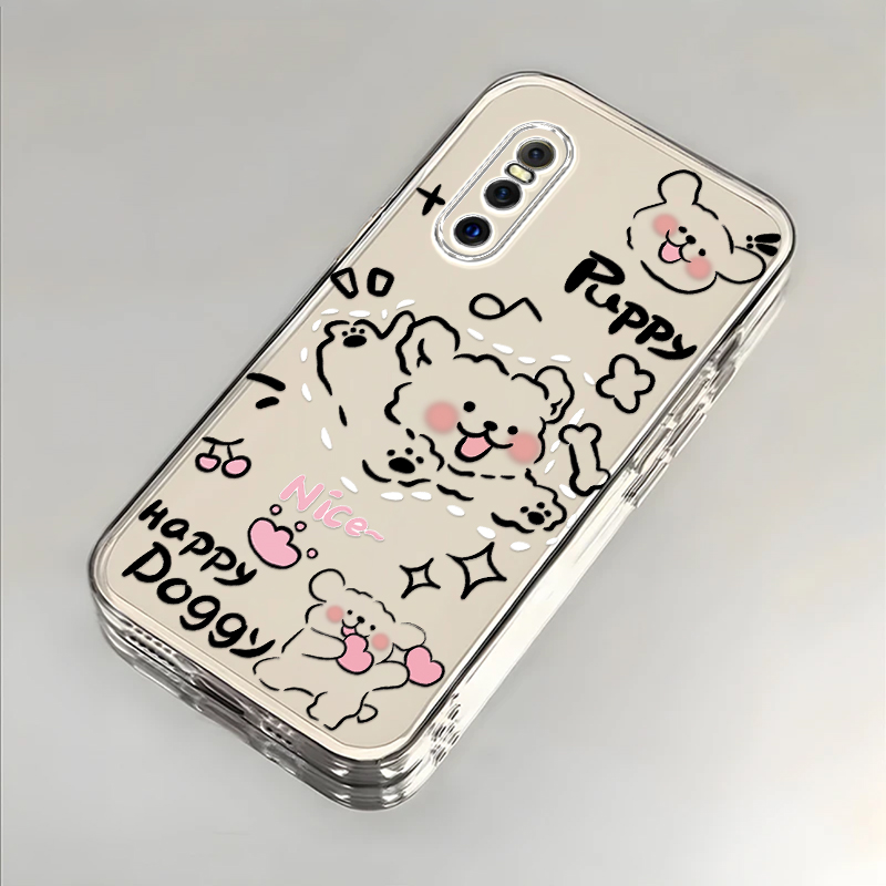 奔跑小狗适用vivoX27手机壳新款V1838A防摔镜头全包男女挂绳创意透明保护套高级感时尚软壳个性网红同款情侣