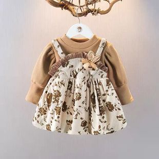 巴拉妮琪官方旗舰店2024春季新款女童碎花连衣裙春天小裙子c